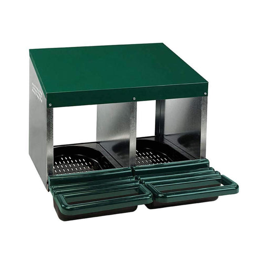 Kerbl Legenest für Hühner – 2 Abteile geneigter Boden Lüftungslöcher leichte Reinigung (LxBxH 53 x 52 x 43,5 cm)