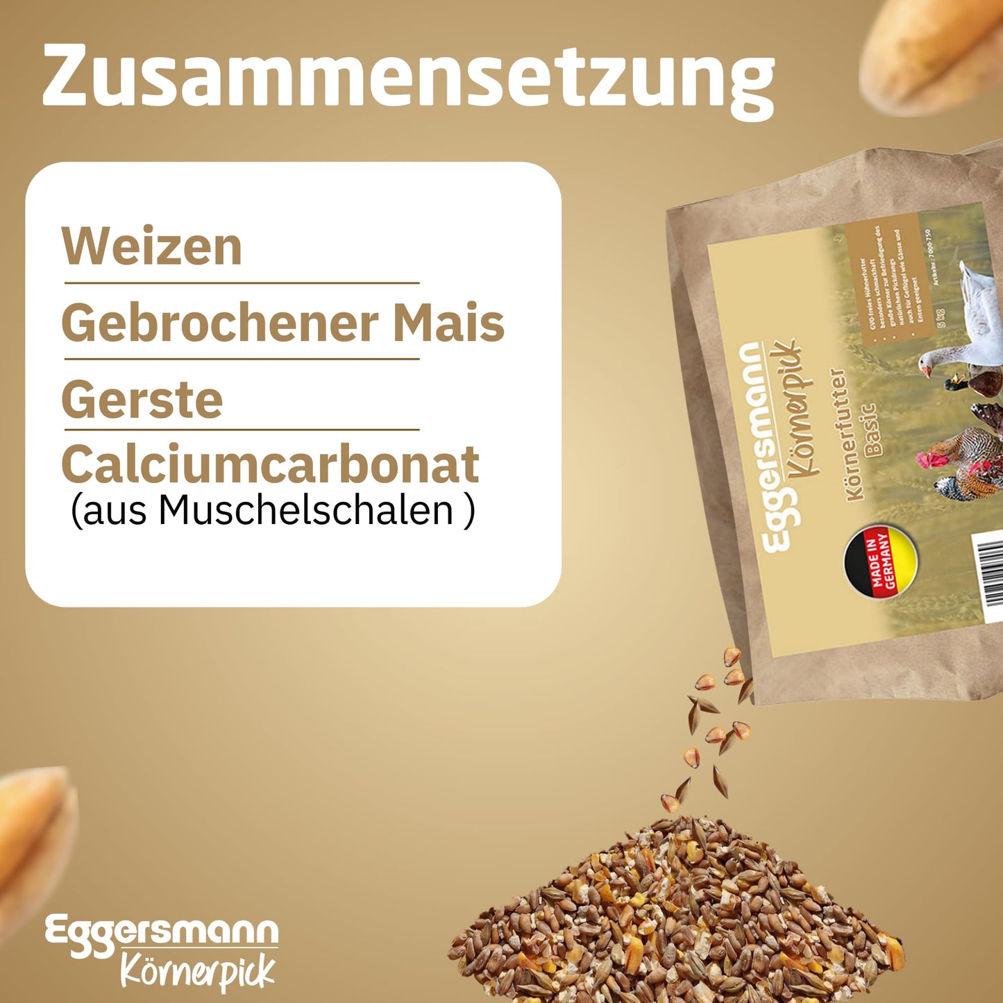 Eggersmann Körnerpick Hühnerfutter 25 kg – Premium Körnermischung für Hühner Gänse & Enten – Basic