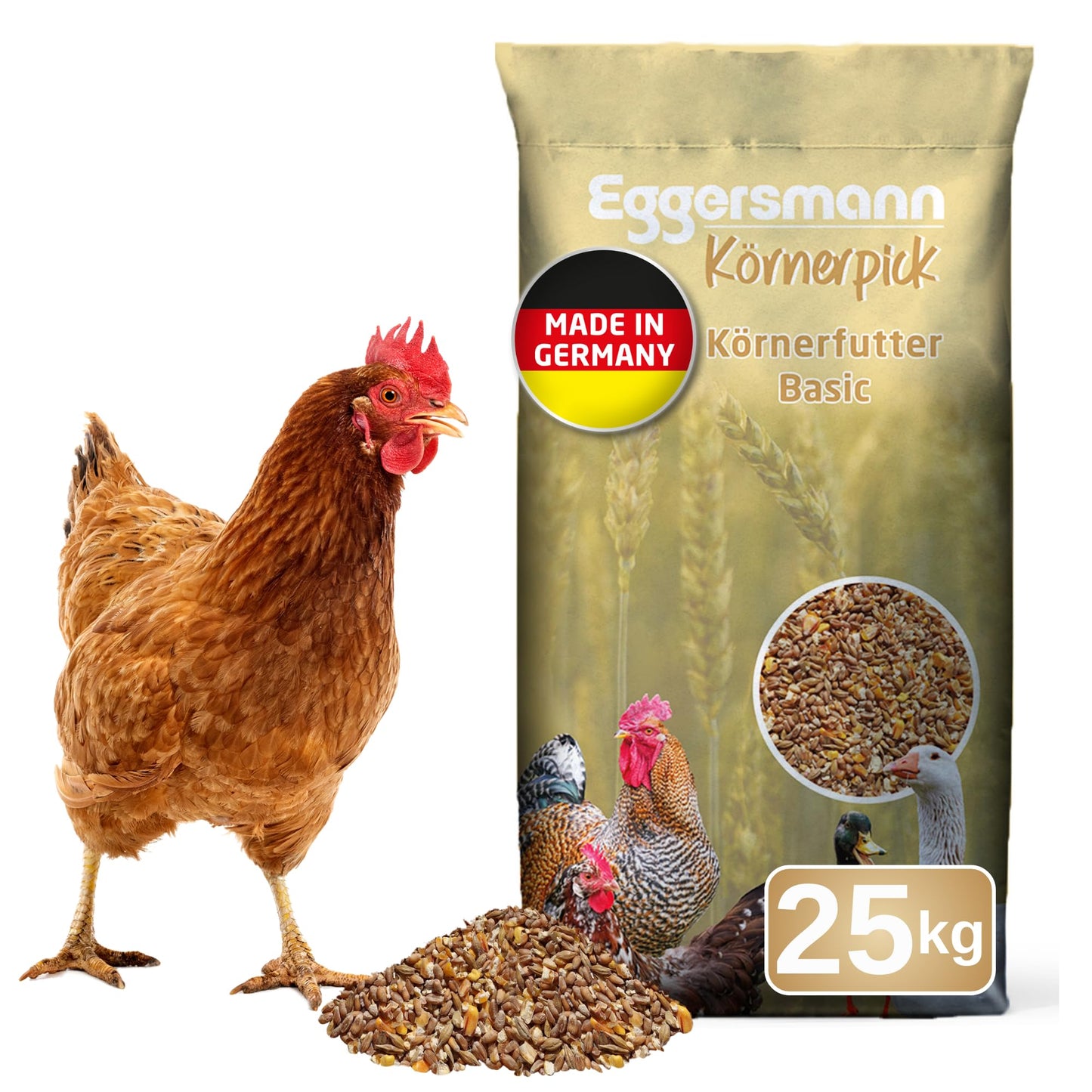 Eggersmann Körnerpick Hühnerfutter 25 kg – Premium Körnermischung für Hühner Gänse & Enten – Basic