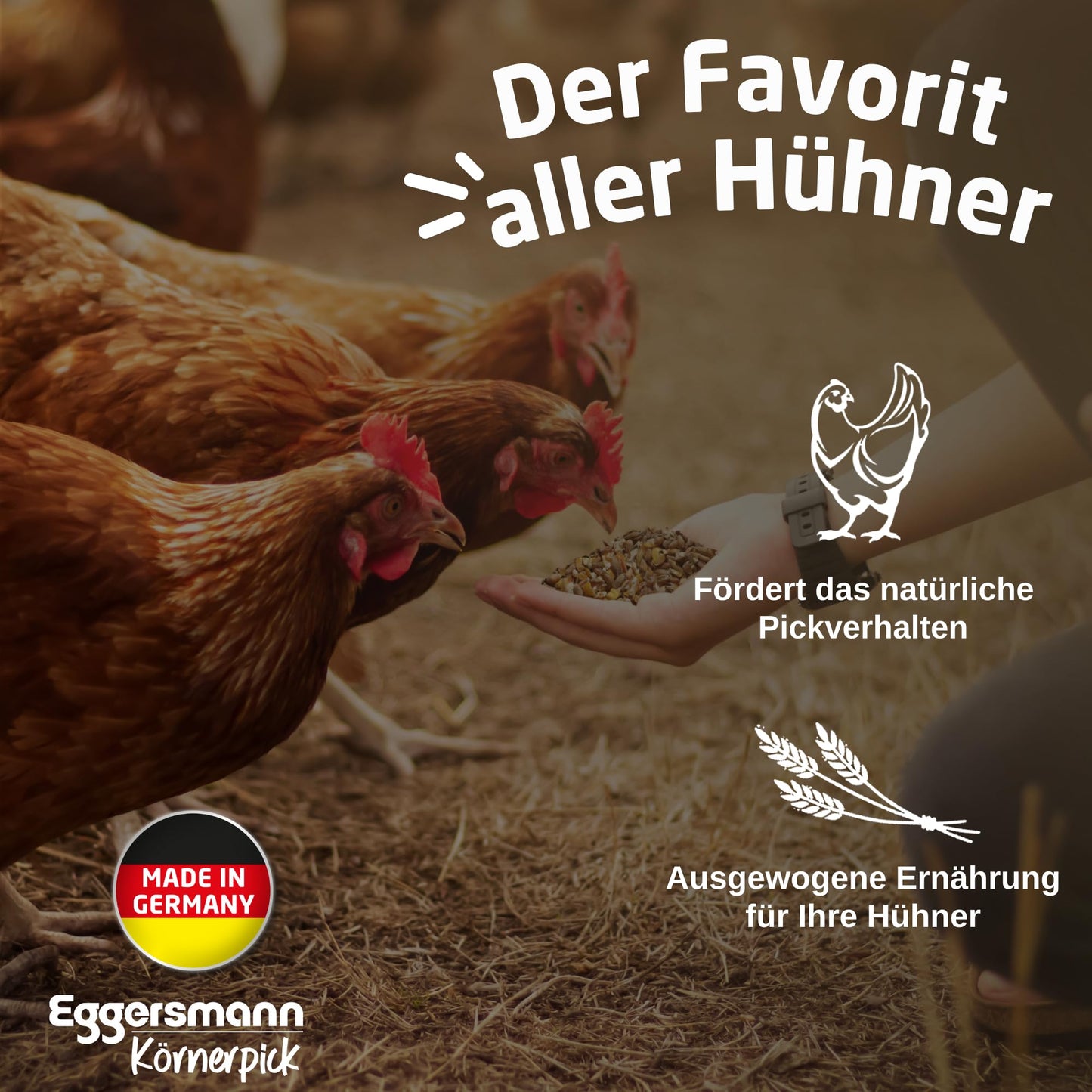Eggersmann Körnerpick Hühnerfutter 25 kg – Premium Körnermischung für Hühner Gänse & Enten – Basic