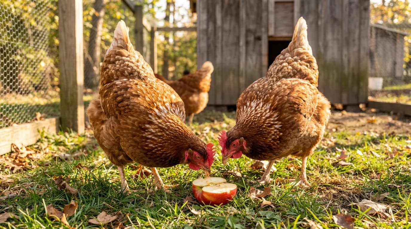 Dürfen Hühner Äpfel essen? Kerne besser entfernen