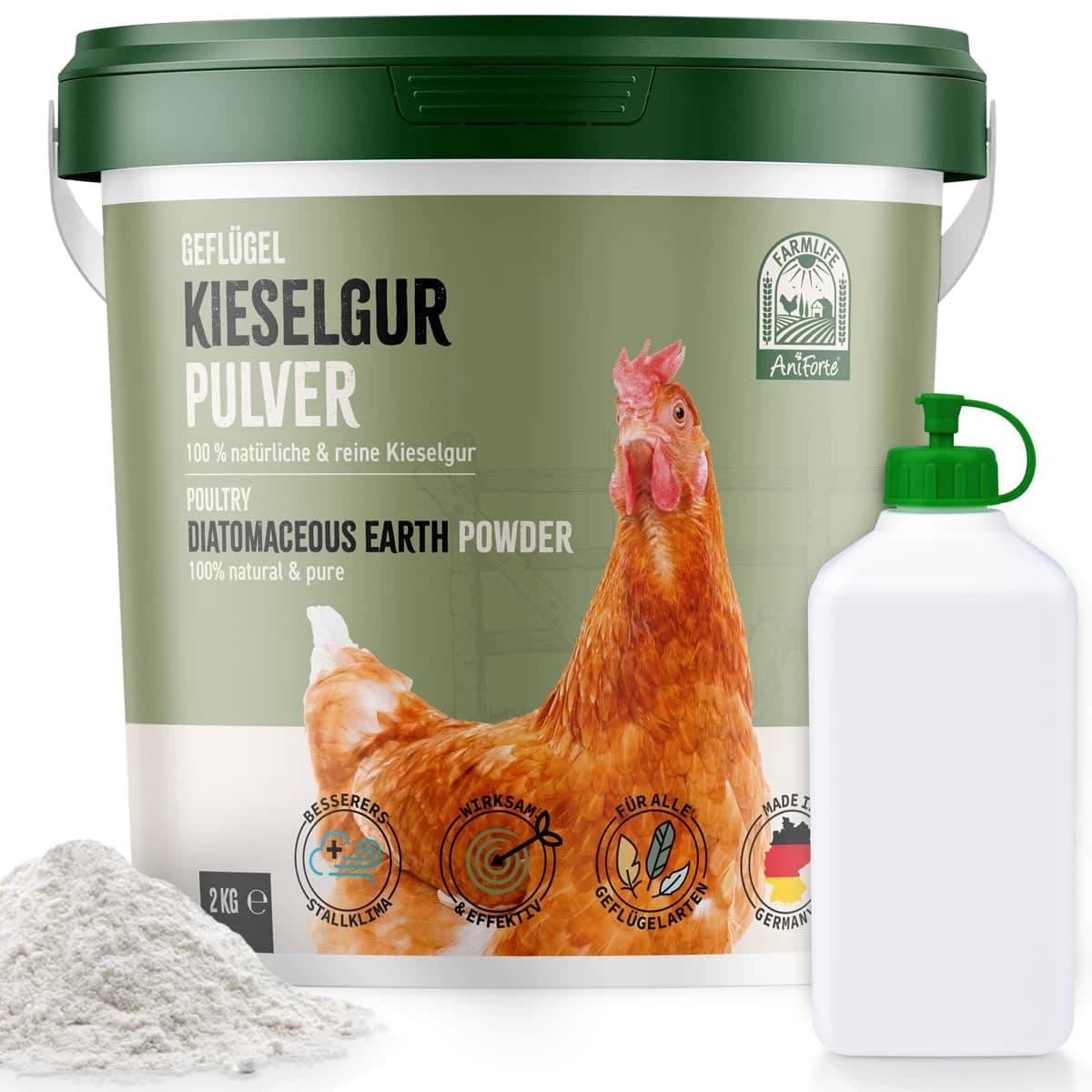 AniForte Kieselgur für Hühner & Geflügel 2 kg – laborgeprüft